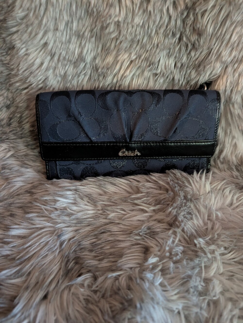 Coach Black Signature Jacquard Fold-Over Wallet